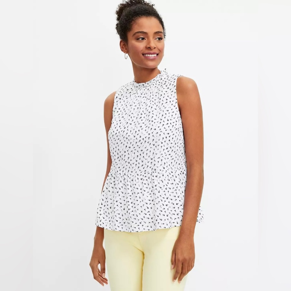 LOFT black and white eyelet halter top.